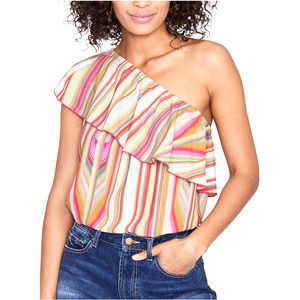 Rachel Roy Stripped One Shoulder Top